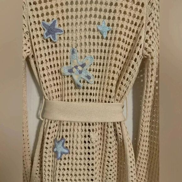 Canessa open-knit sea patch cardigan |Size 1x | 100%cotton | Made in Italy - Picture 9 of 11